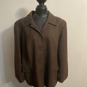 Pendleton Vintage Brown Wool 5 button front blazer, size 20W